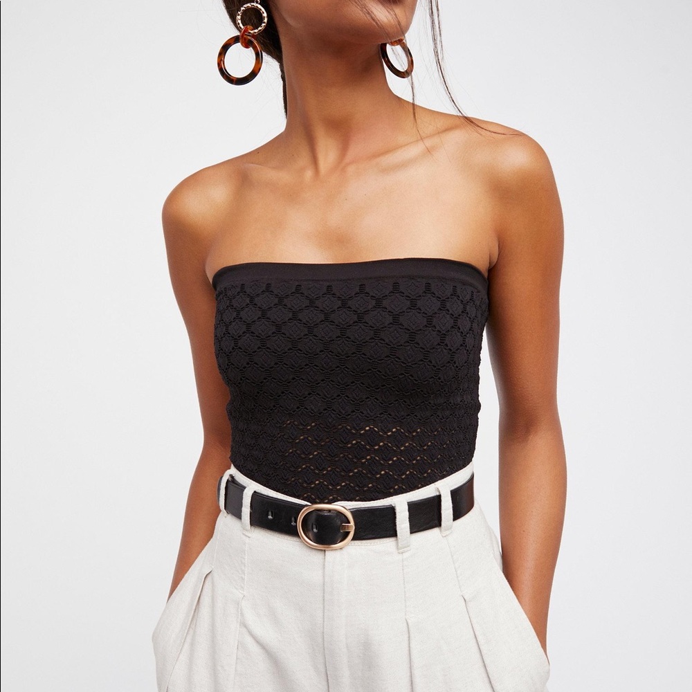 Free People Black Honey Textured Tube Top